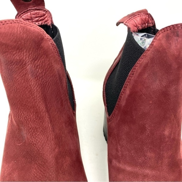 Bueno Flight Chunky Chelsea Boots Dark Red Nubuck - Picture 4 of 8